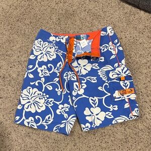 Jr. Girls ROXY Floral Swim Shorts with Orange Trim